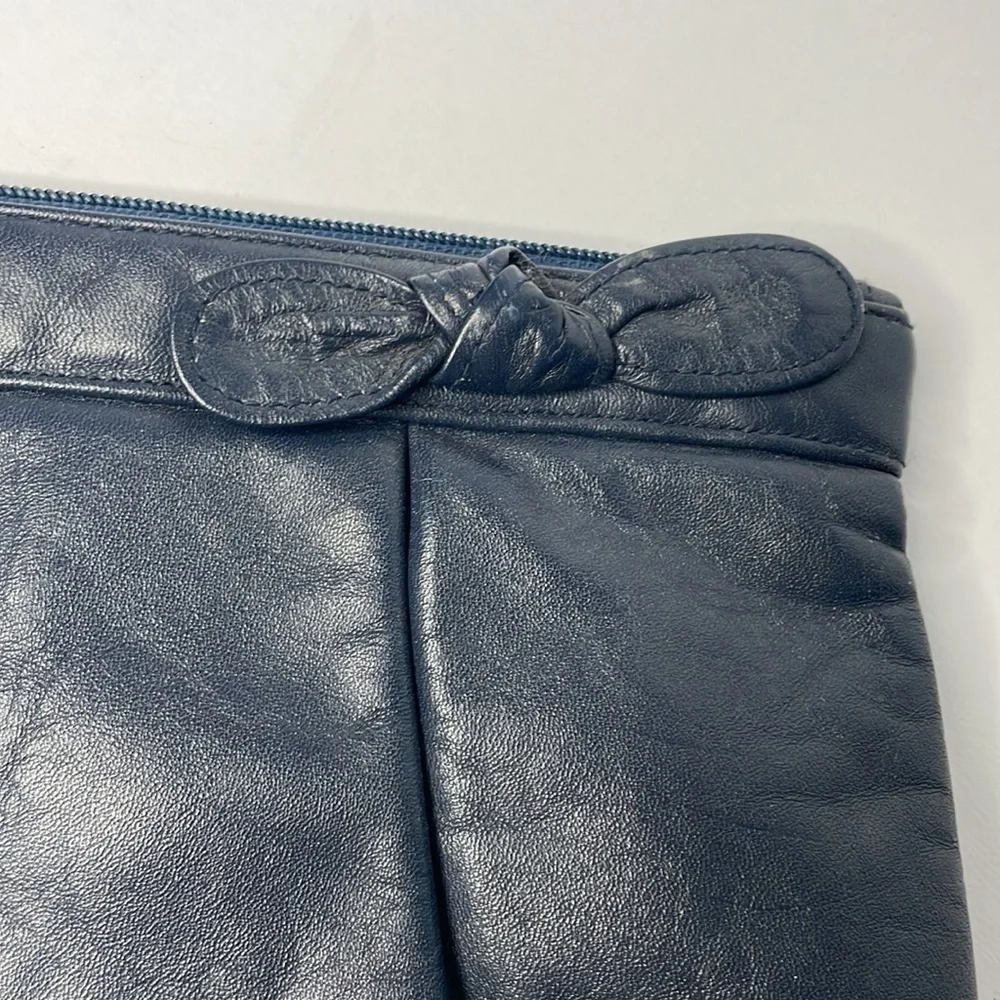 Navy Blue Etra Vintage Leather Clutch/Wristlet